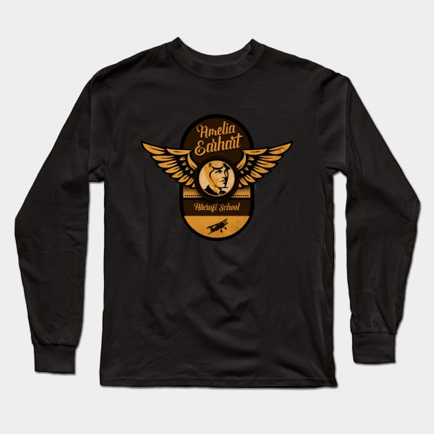 Amelia Earhart Aircraft School Long Sleeve T-Shirt by CTShirts